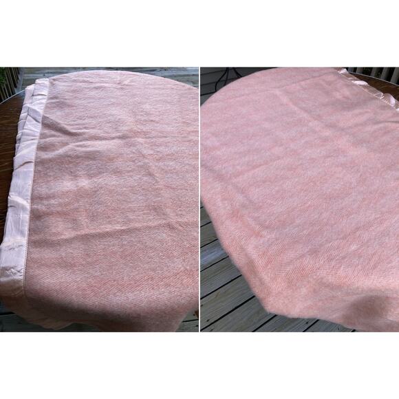 74" X 80" 100% Wool Blanket Made in USA by Kenwood Vintage Rare Salmon Pink MCM - Picture 3 of 4
